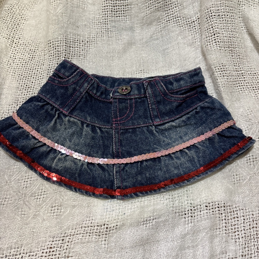 BUILD A BEAR BABW  BLUE DENIM JEAN SKIRT TEDDY CLOTHES